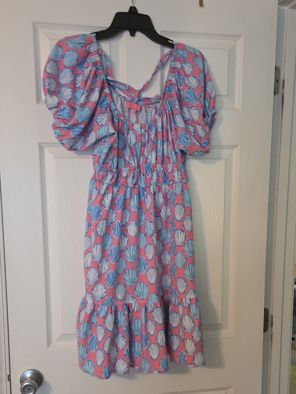 Simply Southern Pink Shell-Print Puff Sleeve Sundress